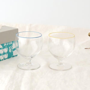 [Pair Set] POTPURRI bitte Glass Low Blue and Yellow