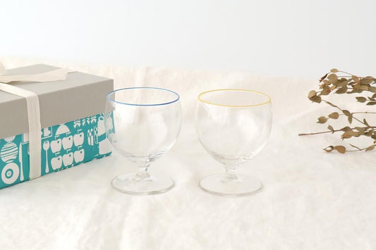 [Pair Set] POTPURRI bitte Glass Low Blue and Yellow