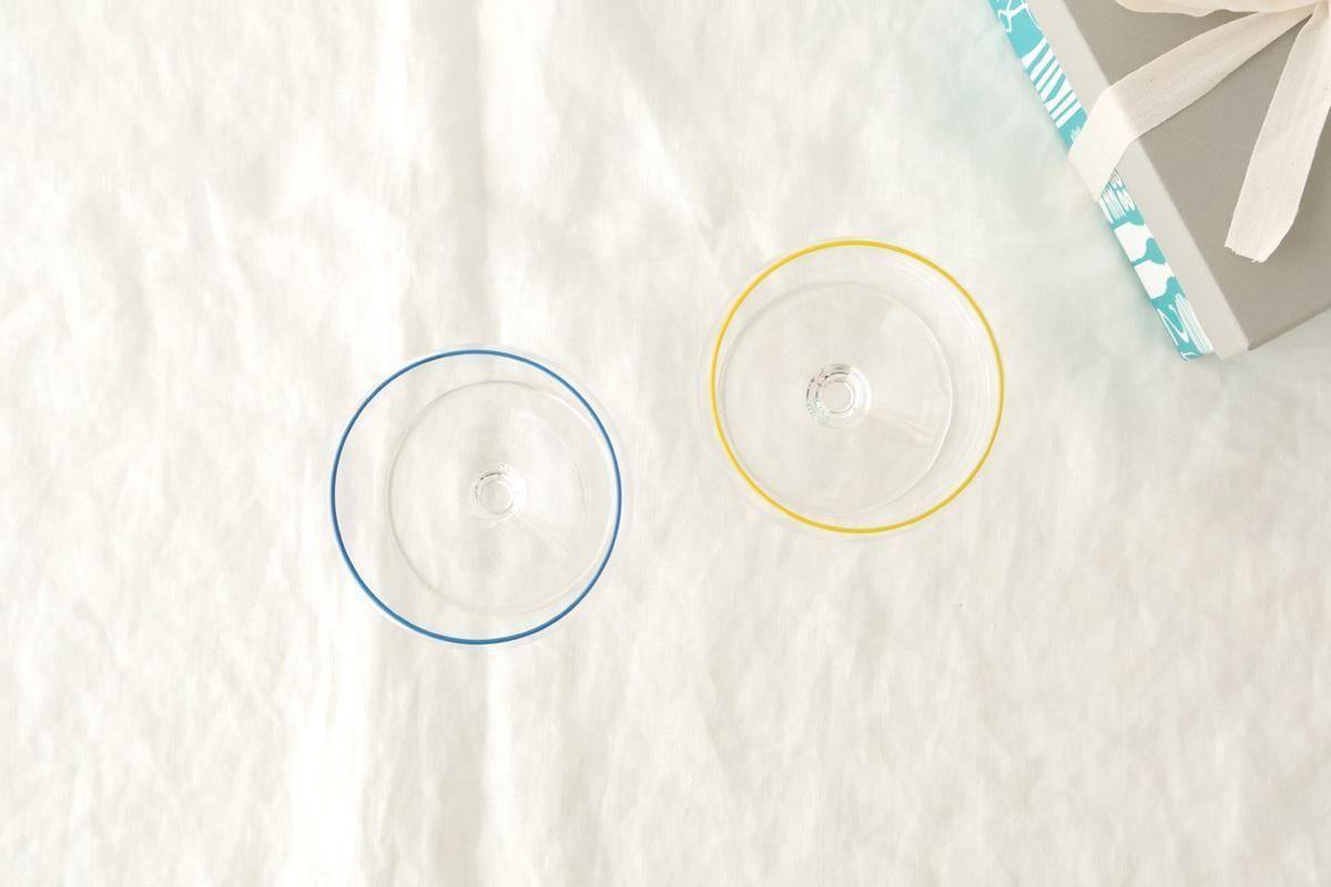 [Pair Set] POTPURRI bitte Glass Low Blue and Yellow