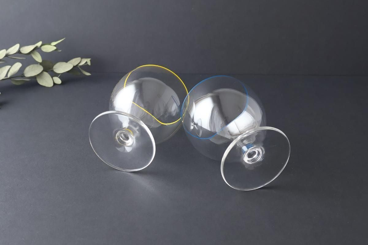 [Pair Set] POTPURRI bitte Glass Low Blue and Yellow