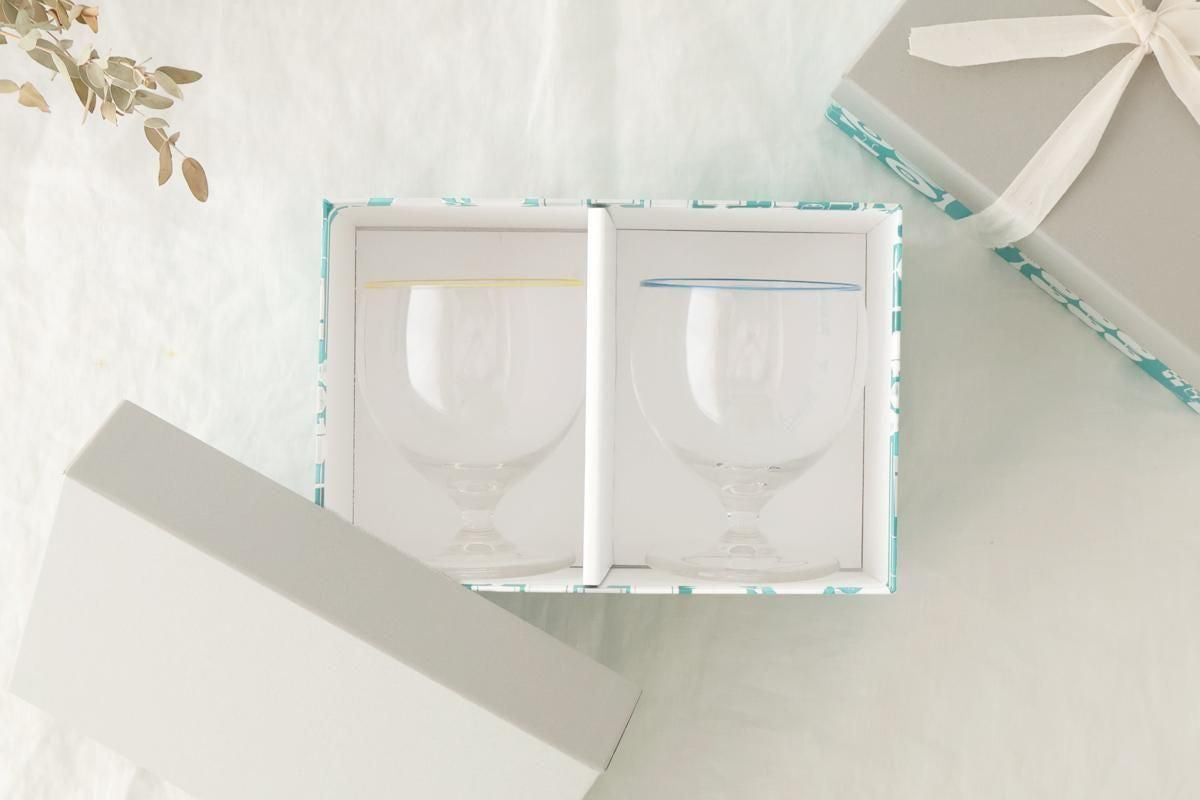 [Pair Set] POTPURRI bitte Glass Low Blue and Yellow