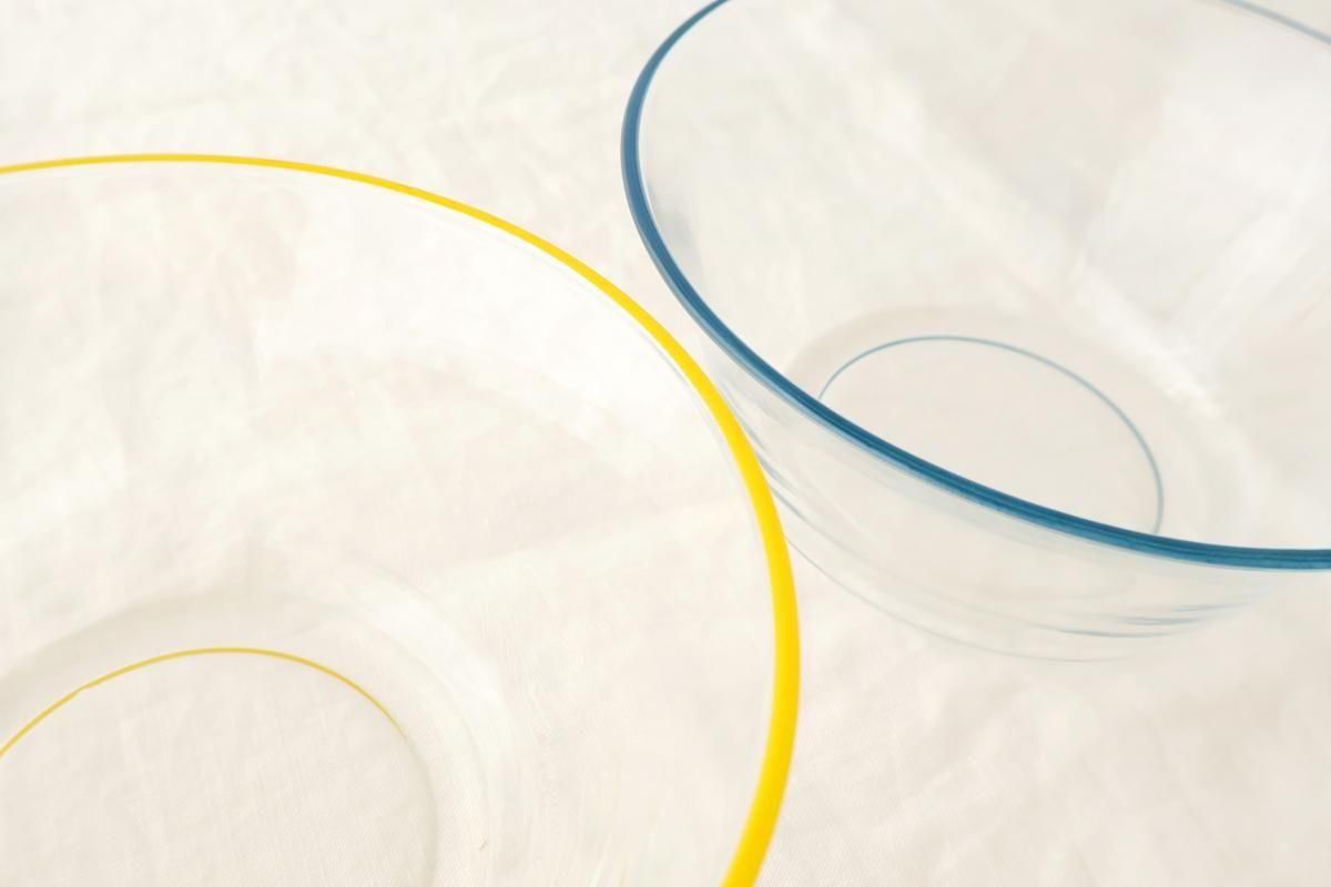 [Pair Set] POTPURRI bitte Glass Bowls Blue and Yellow 17cm/7in