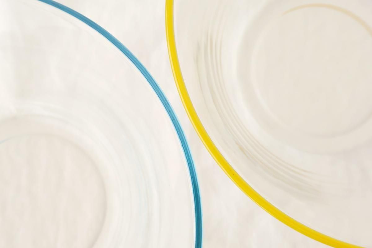 [Pair Set] POTPURRI bitte Glass Bowls Blue and Yellow 17cm/7in