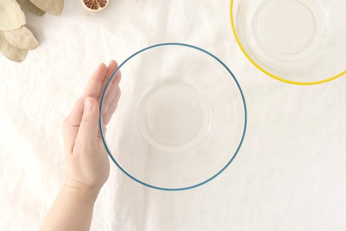 [Pair Set] POTPURRI bitte Glass Bowls Blue and Yellow 17cm/7in