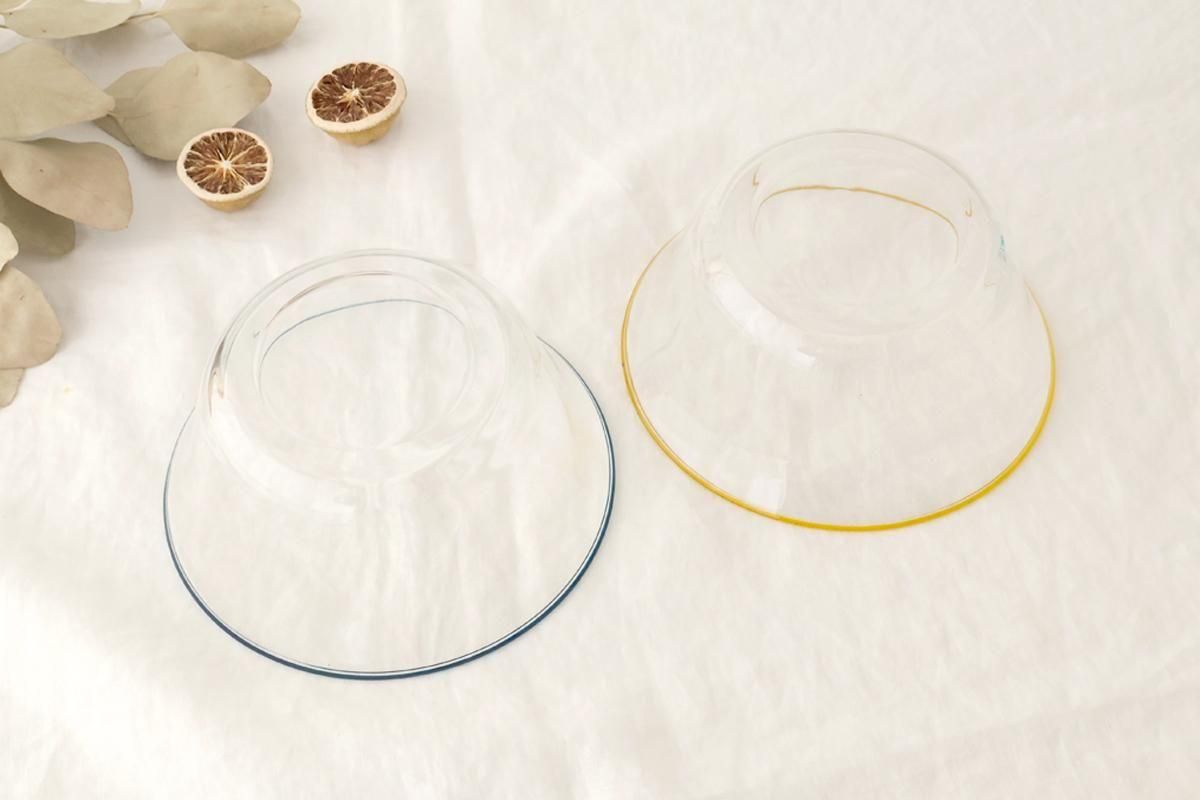 [Pair Set] POTPURRI bitte Glass Bowls Blue and Yellow 17cm/7in