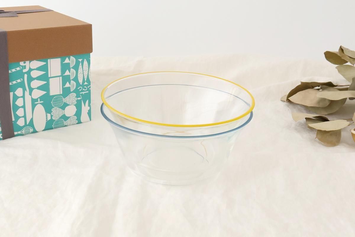 [Pair Set] POTPURRI bitte Glass Bowls Blue and Yellow 17cm/7in