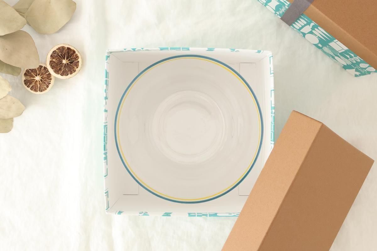 [Pair Set] POTPURRI bitte Glass Bowls Blue and Yellow 17cm/7in