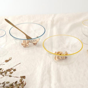 [Pair Set] POTPURRI bitte Glass Bowls Blue and Yellow 17cm/7in