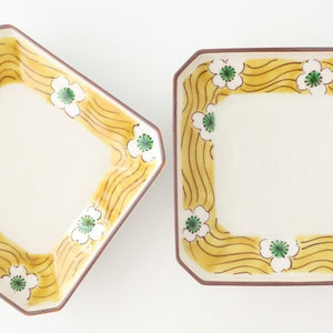Kutani Bitoen Square Plate White Flower | Sauce Plate Kutani Ware