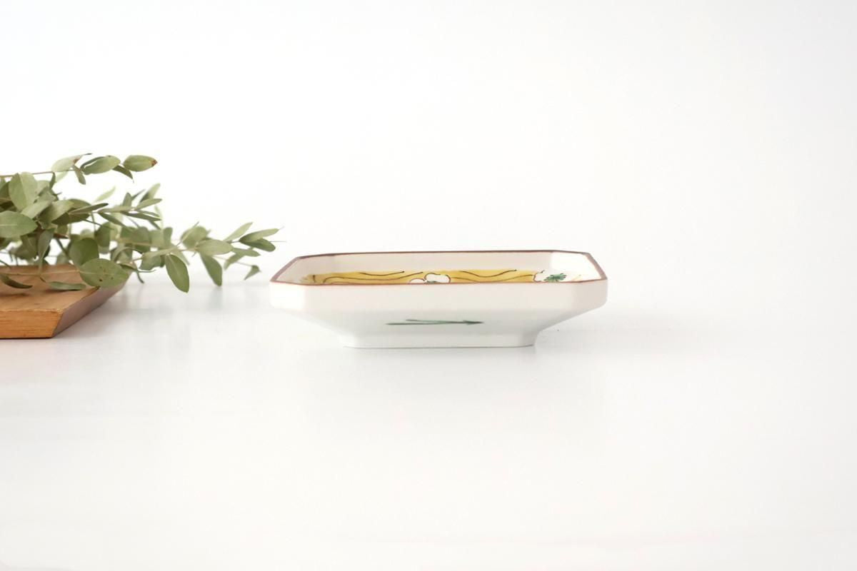 Kutani Bitoen Square Plate White Flower | Sauce Plate Kutani Ware