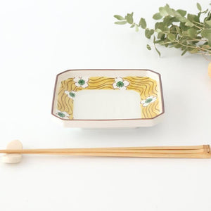 Kutani Bitoen Square Plate White Flower | Sauce Plate Kutani Ware