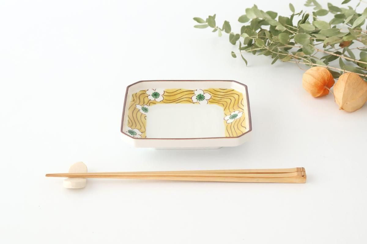 Kutani Bitoen Square Plate White Flower | Sauce Plate Kutani Ware
