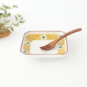 Kutani Bitoen Square Plate White Flower | Sauce Plate Kutani Ware