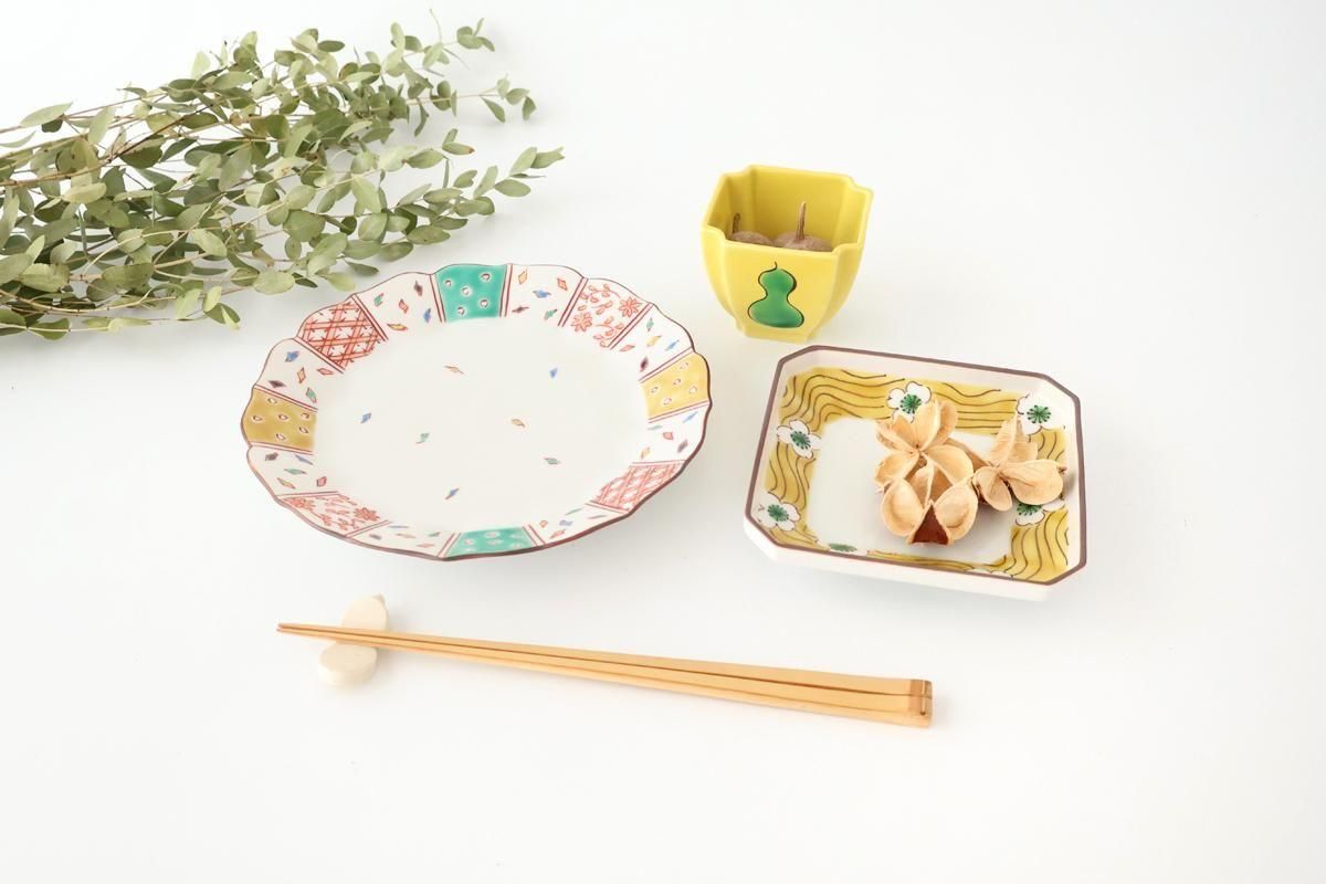 Kutani Bitoen Square Plate White Flower | Sauce Plate Kutani Ware