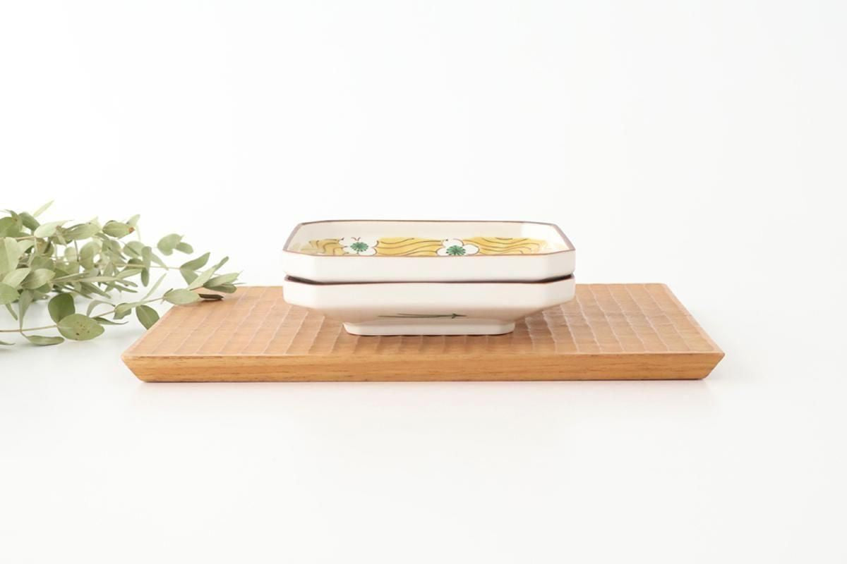 Kutani Bitoen Square Plate White Flower | Sauce Plate Kutani Ware