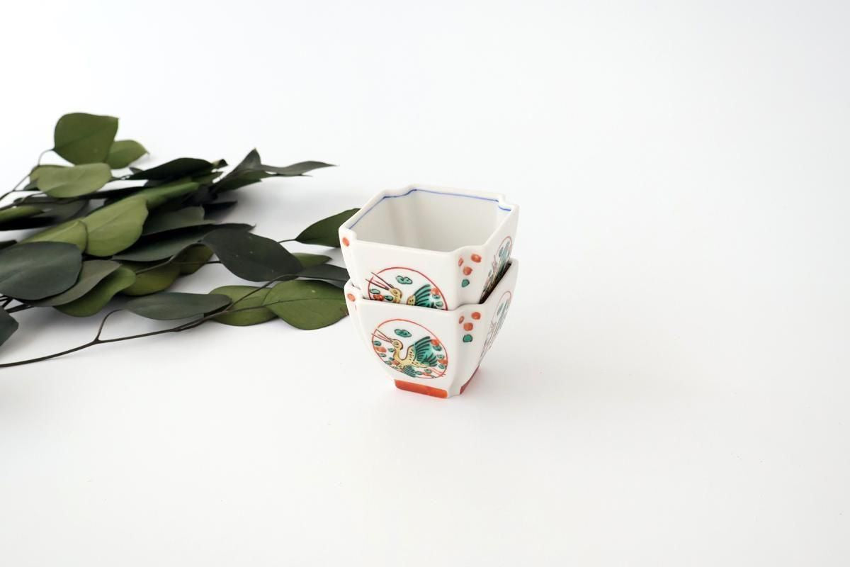 Kutani Bitoen Square Small Bowl Crane | Kobachi Kutani Ware