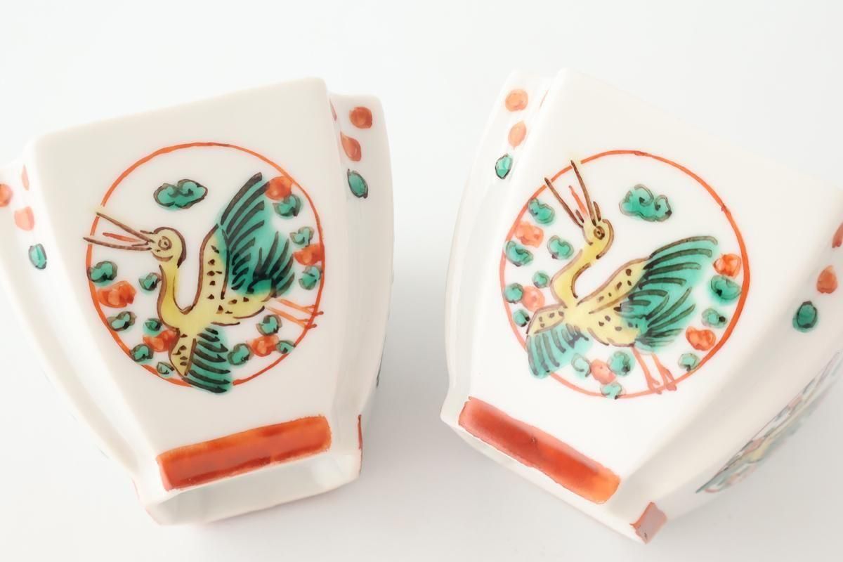 Kutani Bitoen Square Small Bowl Crane | Kobachi Kutani Ware