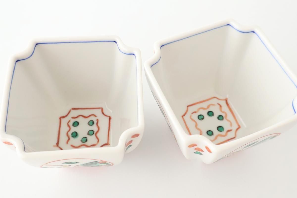 Kutani Bitoen Square Small Bowl Crane | Kobachi Kutani Ware