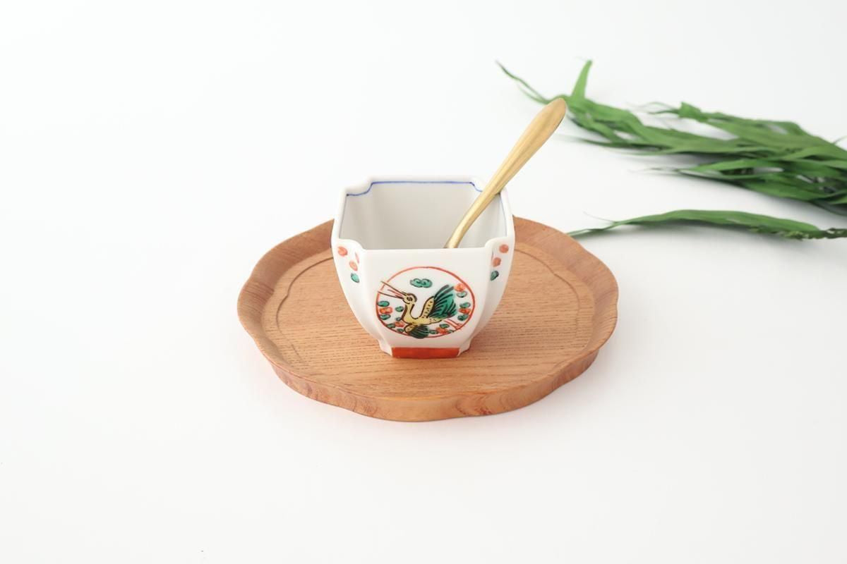 Kutani Bitoen Square Small Bowl Crane | Kobachi Kutani Ware