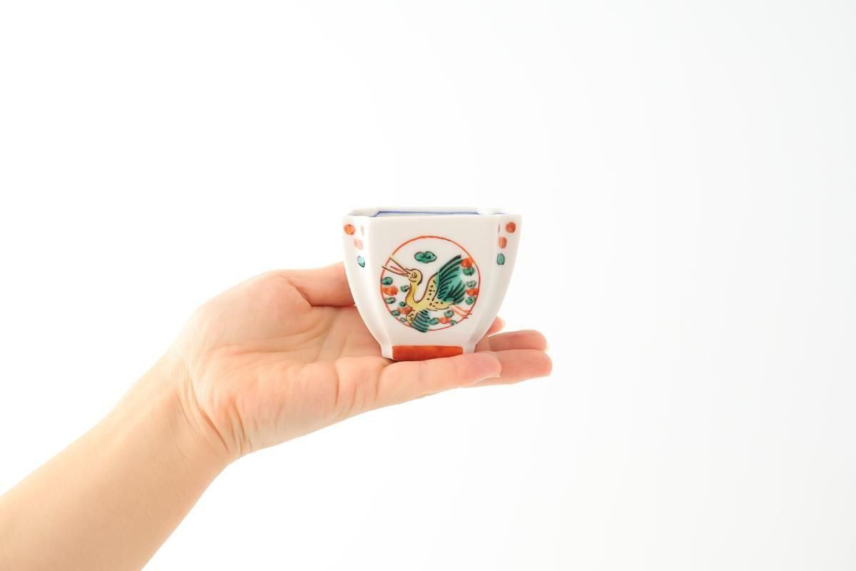 Kutani Bitoen Square Small Bowl Crane | Kobachi Kutani Ware