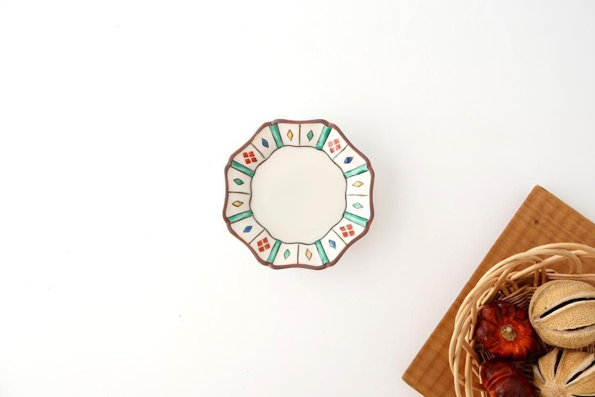 Kutani Bitoen Octagonal Plate Diamond Pattern 11cm/4.3in | Kutani Ware