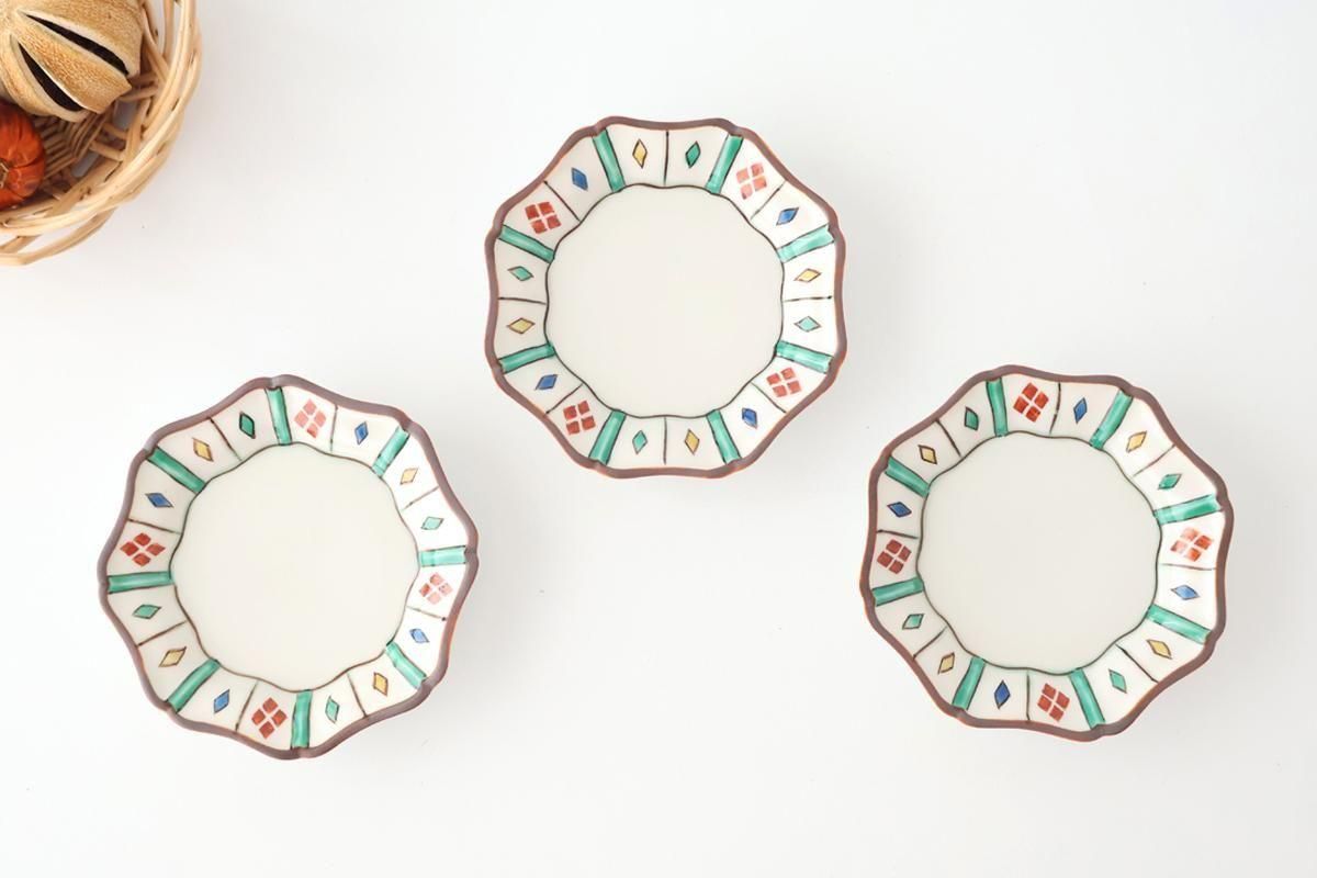 Kutani Bitoen Octagonal Plate Diamond Pattern 11cm/4.3in | Kutani Ware