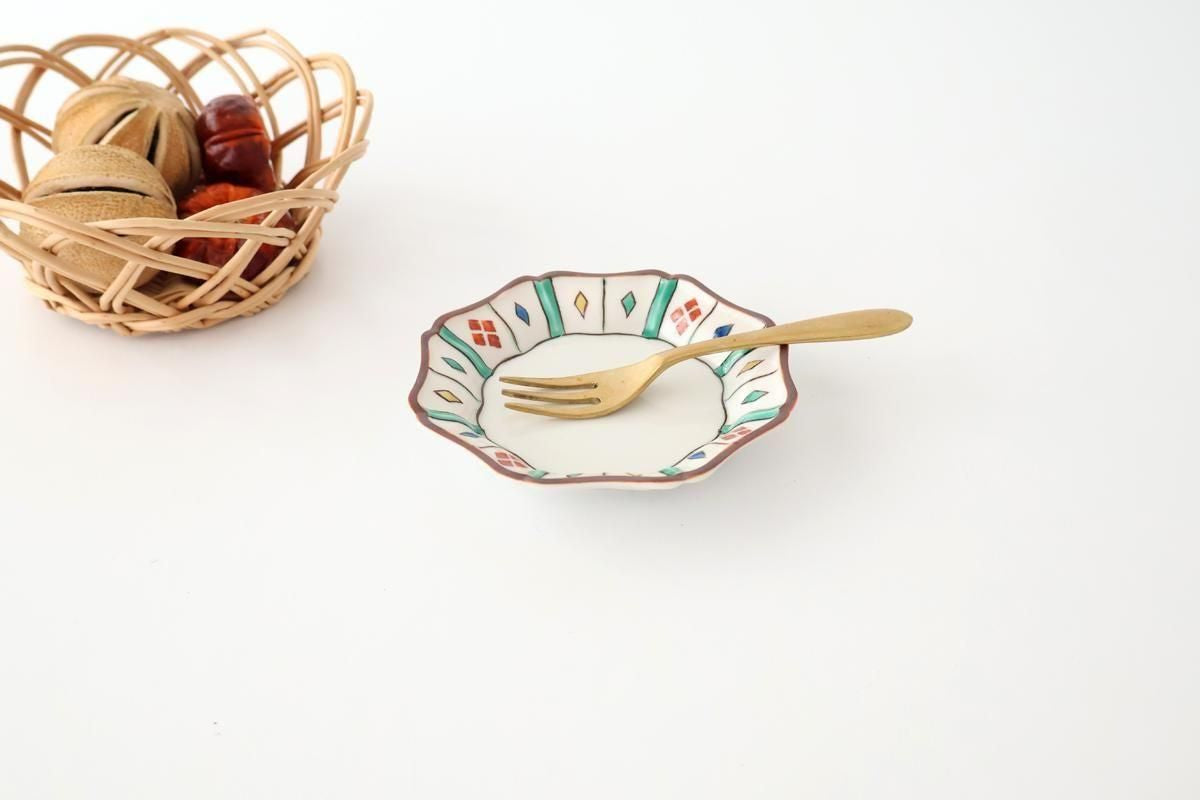 Kutani Bitoen Octagonal Plate Diamond Pattern 11cm/4.3in | Kutani Ware