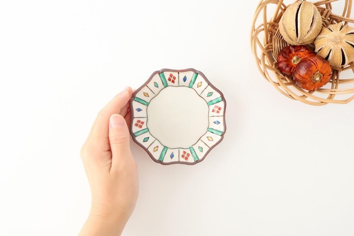 Kutani Bitoen Octagonal Plate Diamond Pattern 11cm/4.3in | Kutani Ware