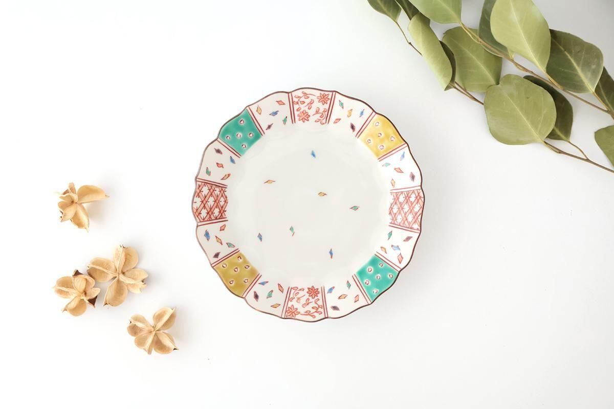 Kutani Bitoen Plate Kimono Design 1 9.5㎝/7.7in | Kutani Ware