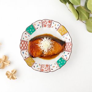 Kutani Bitoen Plate Kimono Design 1 9.5㎝/7.7in | Kutani Ware