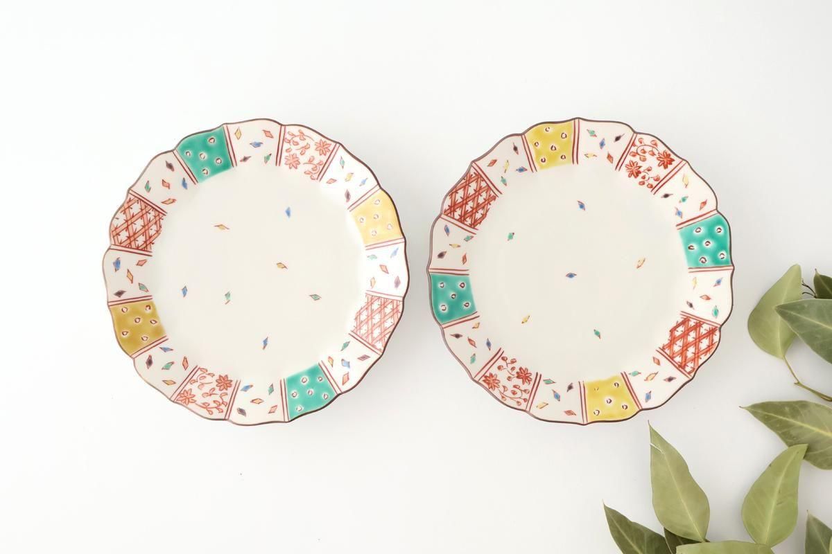 Kutani Bitoen Plate Kimono Design 1 9.5㎝/7.7in | Kutani Ware