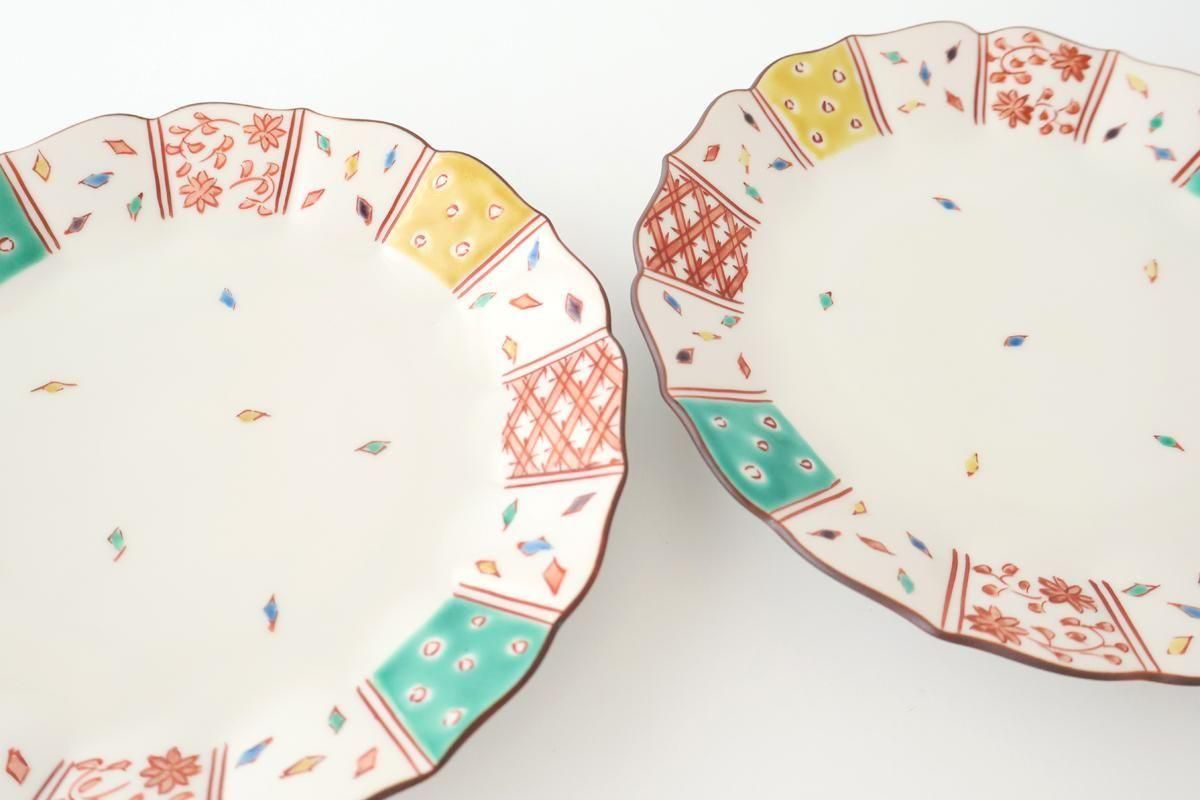 Kutani Bitoen Plate Kimono Design 1 9.5㎝/7.7in | Kutani Ware