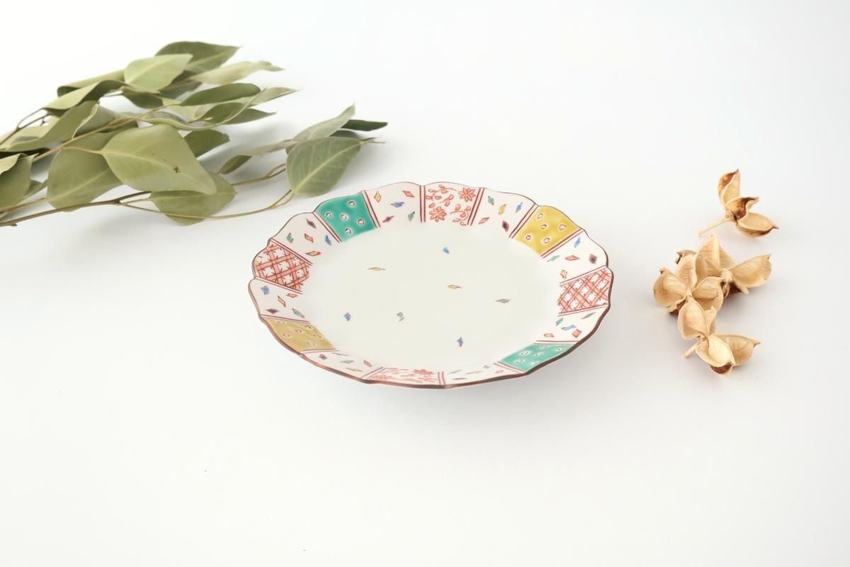 Kutani Bitoen Plate Kimono Design 1 9.5㎝/7.7in | Kutani Ware