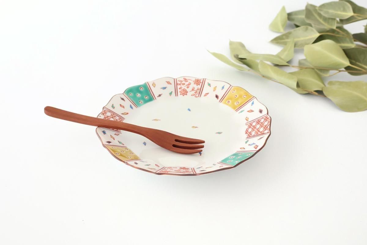 Kutani Bitoen Plate Kimono Design 1 9.5㎝/7.7in | Kutani Ware