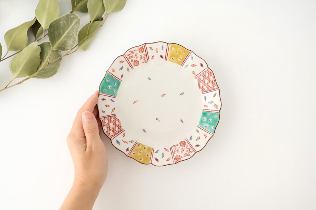 Kutani Bitoen Plate Kimono Design 1 9.5㎝/7.7in | Kutani Ware
