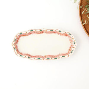 Kutani Bitoen Rectangle Plate Red and Green | Sushi Plate Kutani Ware