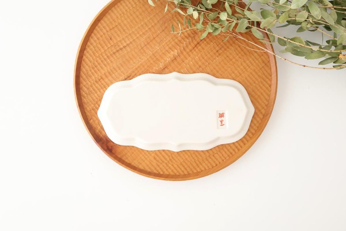 Kutani Bitoen Rectangle Plate Red and Green | Sushi Plate Kutani Ware