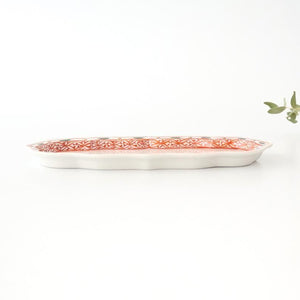 Kutani Bitoen Rectangle Plate Red and Green | Sushi Plate Kutani Ware