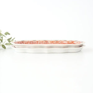 Kutani Bitoen Rectangle Plate Red and Green | Sushi Plate Kutani Ware