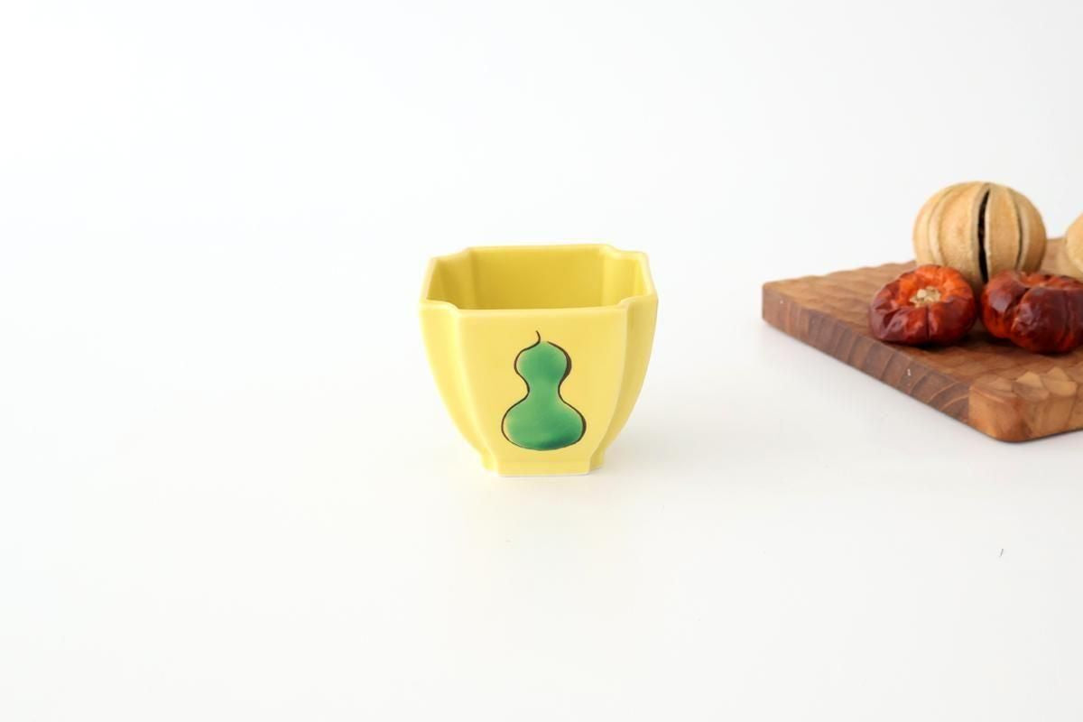 Kutani Bitoen Square Small Bowl Gourd Design Yellow | Kobachi Kutani Ware