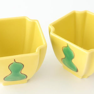 Kutani Bitoen Square Small Bowl Gourd Design Yellow | Kobachi Kutani Ware
