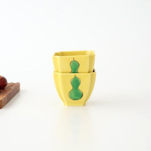 Kutani Bitoen Square Small Bowl Gourd Design Yellow | Kobachi Kutani Ware
