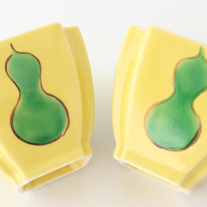 Kutani Bitoen Square Small Bowl Gourd Design Yellow | Kobachi Kutani Ware
