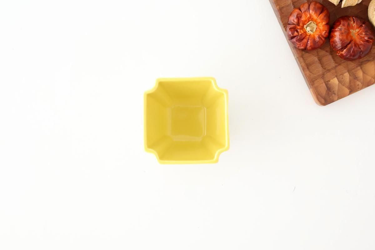 Kutani Bitoen Square Small Bowl Gourd Design Yellow | Kobachi Kutani Ware