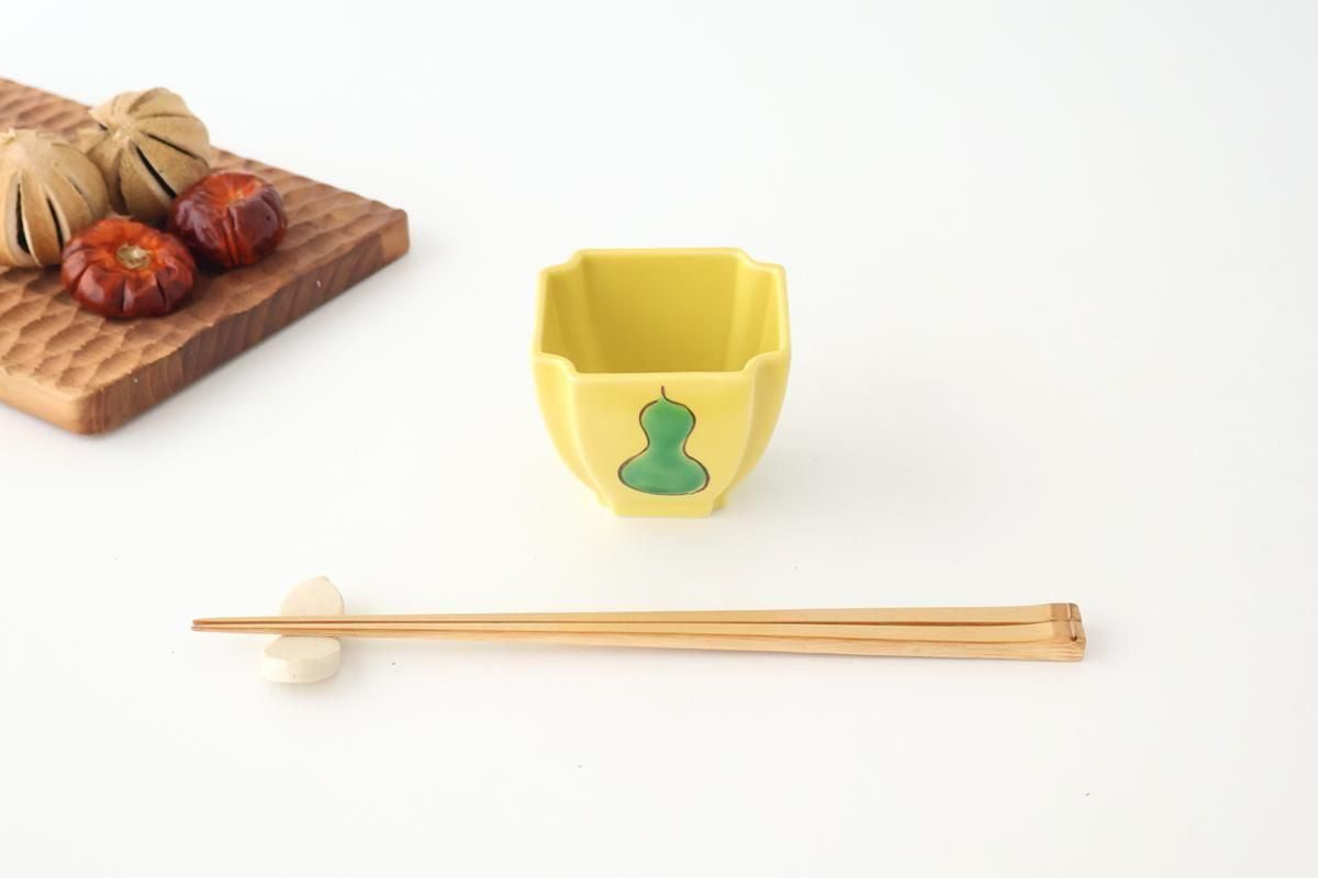 Kutani Bitoen Square Small Bowl Gourd Design Yellow | Kobachi Kutani Ware