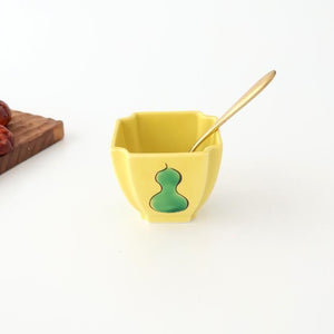 Kutani Bitoen Square Small Bowl Gourd Design Yellow | Kobachi Kutani Ware