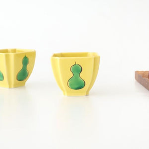 Kutani Bitoen Square Small Bowl Gourd Design Yellow | Kobachi Kutani Ware