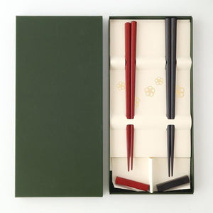 [Pair set] KORINDO Chopsticks and Chopstick Rests Black and Red