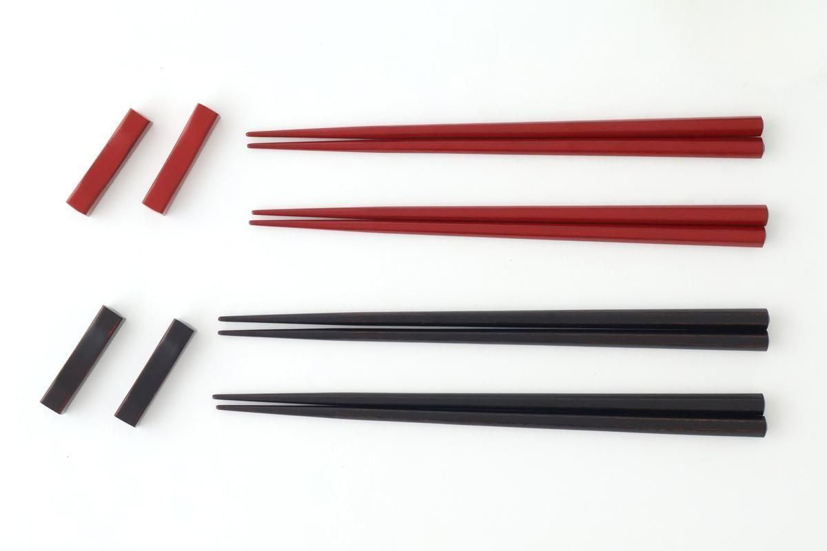 [Pair set] KORINDO Chopsticks and Chopstick Rests Black and Red