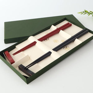 [Pair set] KORINDO Chopsticks and Chopstick Rests Black and Red